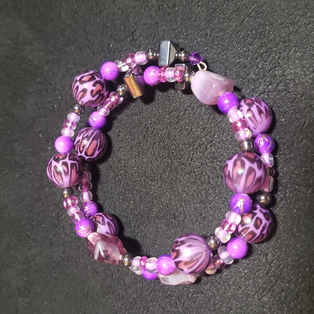 Handmade Purple Beaded Bracelet